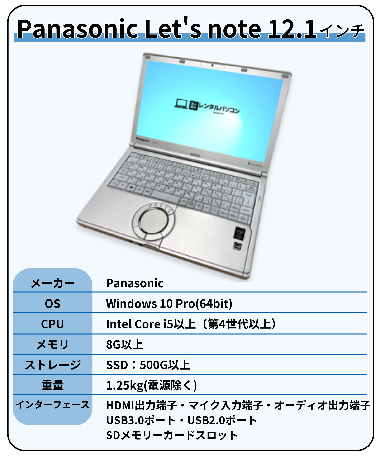 Panasonic レッツノート12.1インチ